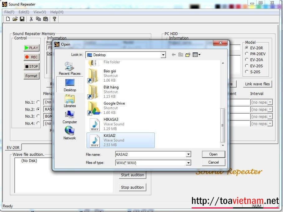 Load file cho FV-200EV